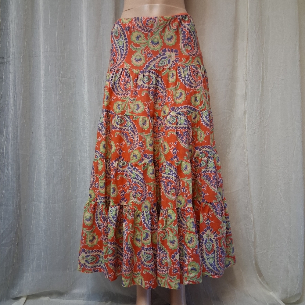 LAUREN RALPH women Size XS Paisley Print Maxi Skirt - Multicolor - Picture 12 of 13